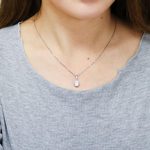 ネックレス レディース シンプル 一粒 キュービックジルコニア 18k 18金 ペンダントの画像