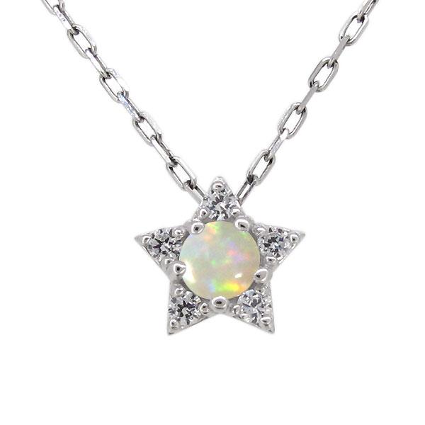 スター ネックレス シンプル オパール 星 プラチナ ペンダント レディース ギフト プレゼント