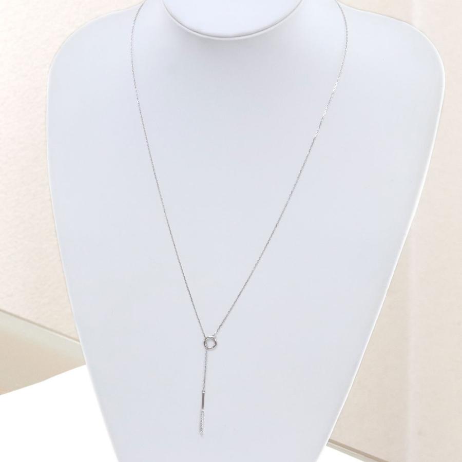 ロングネックレス 18k ゴールド ピンク Y字 ラリエット ダイヤモンド 長さ調整の画像