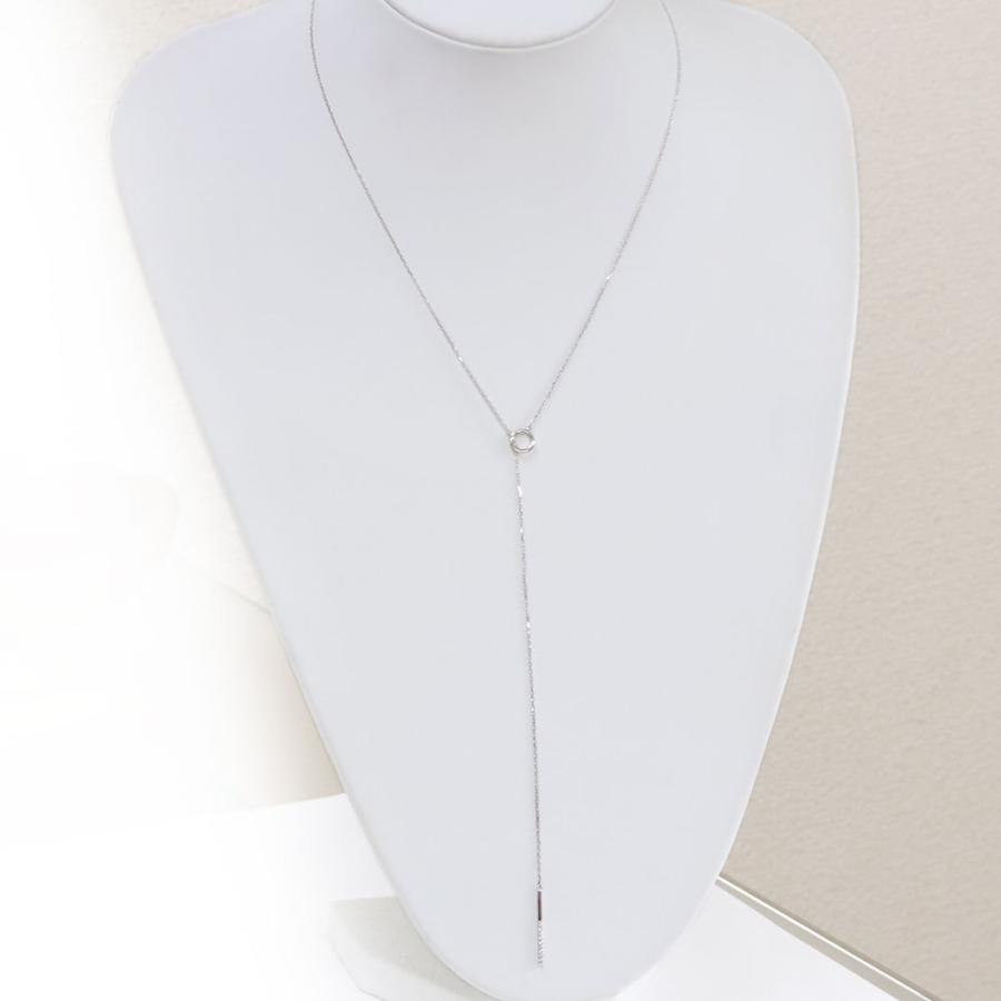 ロングネックレス 18k ゴールド ピンク Y字 ラリエット ダイヤモンド 長さ調整の画像