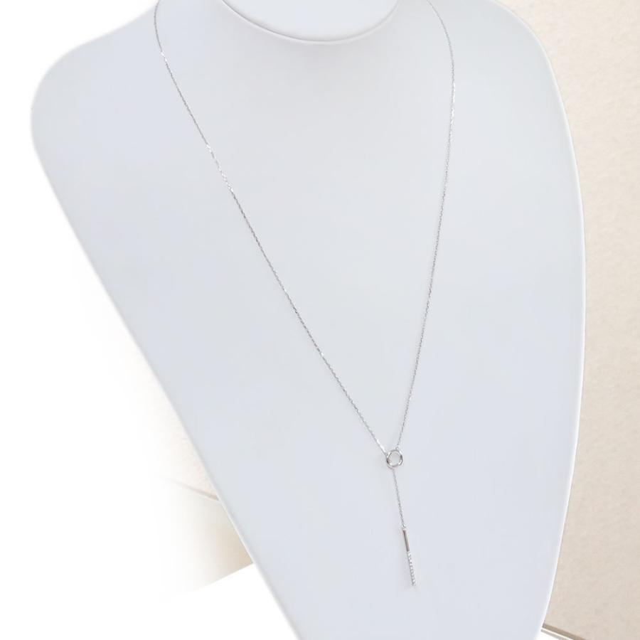 ロングネックレス 18k ゴールド ピンク Y字 ラリエット ダイヤモンド 長さ調整の画像