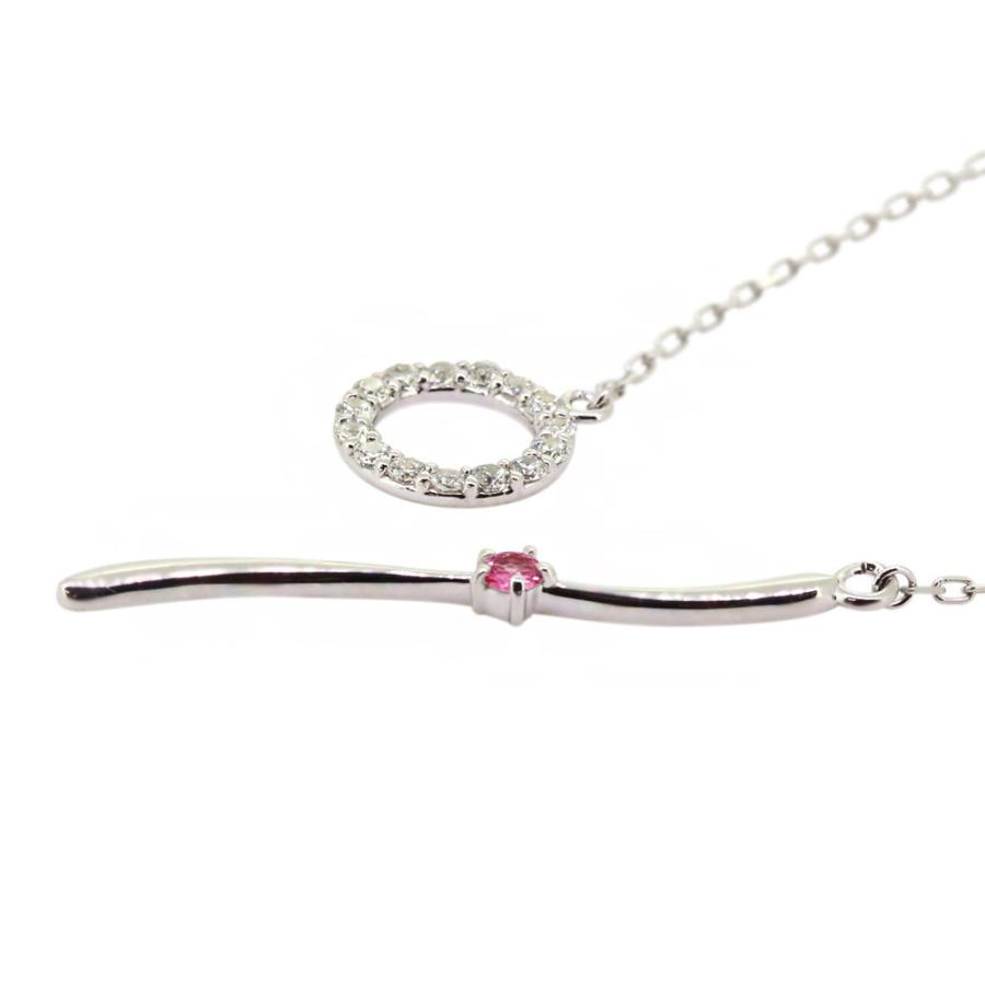18金 18k ネックレス ロング Y字 ラリエットネックレス ゴールド ピンクトルマリンの画像