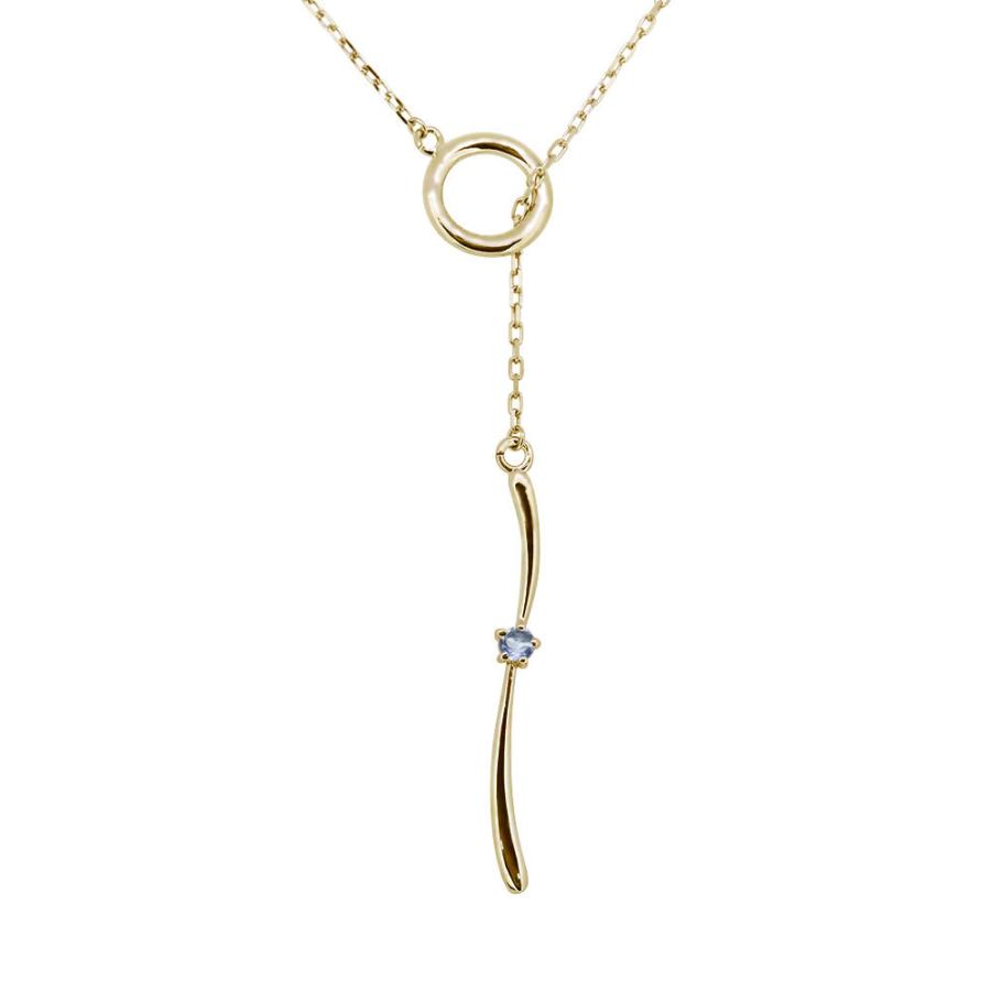 Y字 ネックレス ロングチェーン 18k 18金 ゴールド アクアマリンサンタ 