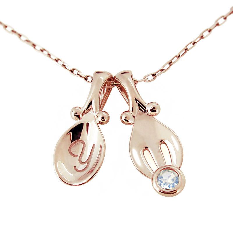 人気満点 ベビー ネックレス 出産祝い 名入れ 女の子 男の子 イニシャル 刻印 スプーン フォーク K10 ロイヤルブルームーンストーン 6月誕生石 偉大な Regionmarket Store