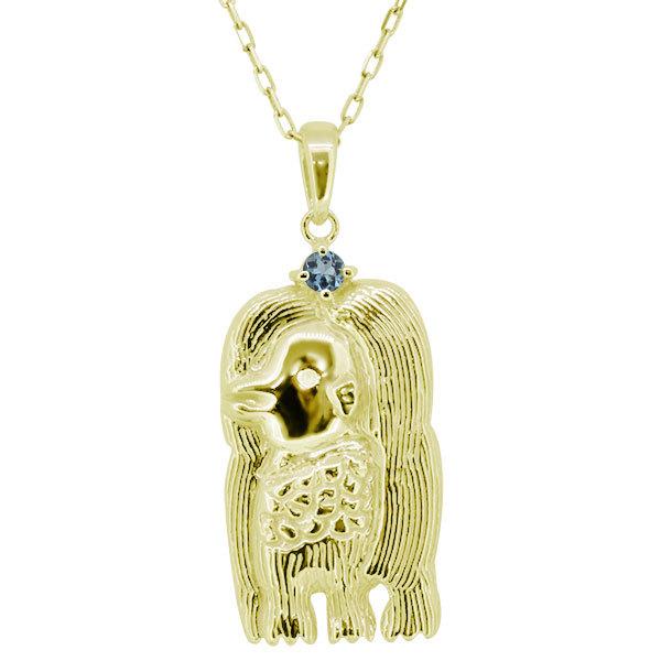 アマビエ ネックレス レディース ゴールド k18 アクアマリンサンタマリア ペンダント 妖怪アマビエ グッズ かわいい アクセサリー