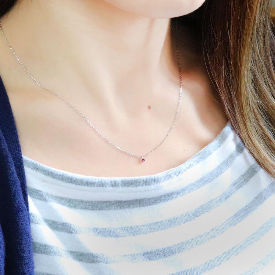 18金 ネックレス 一粒 スキンジュエリー 18k レディース シンプル ピンクトルマリン 華奢_7