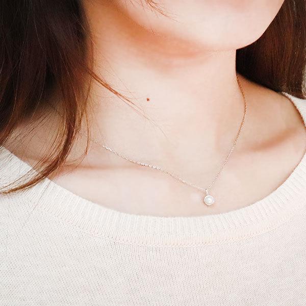 パール ネックレス レディース シンプル ペンダント 真珠 プラチナ  