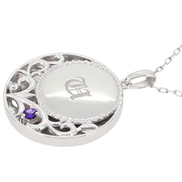 【早い者勝ち】 ネーム ペンダント プラチナ ネックレス イニシャル QRコード 刻印 アラベスク おしゃれ ドッグタグ 認識票 アメジスト 【DG1646348596】(59220円)