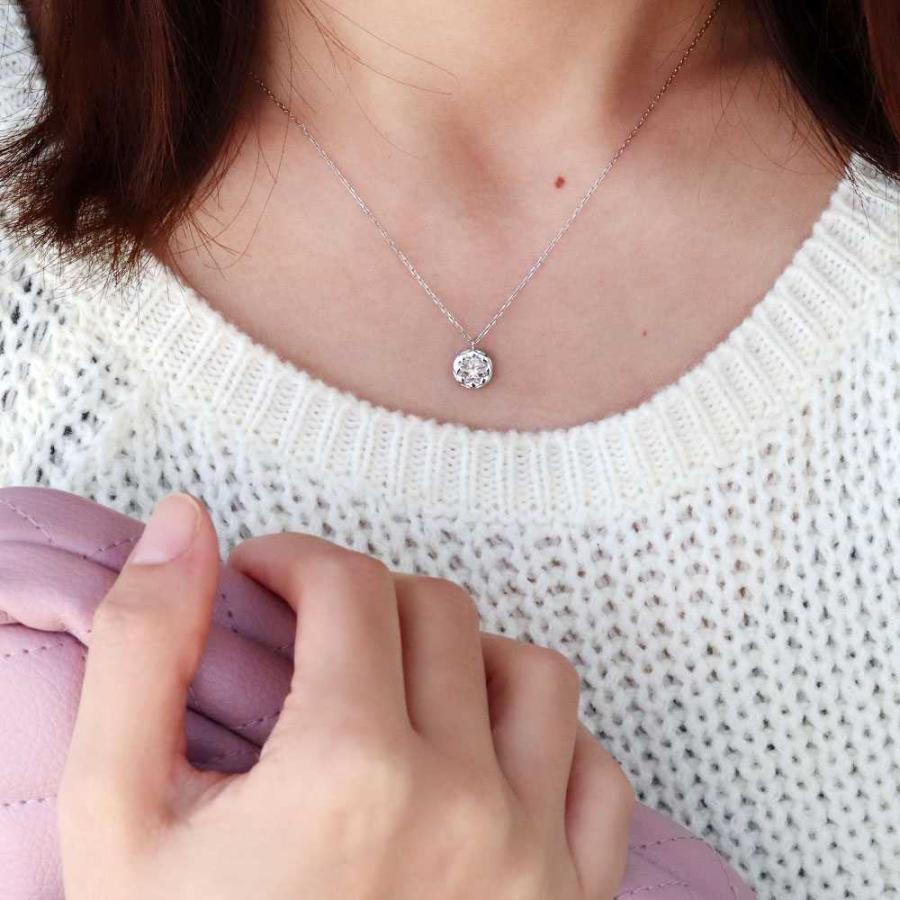 ダイヤモンド ネックレス 一粒 プラチナ レディース ペンダント 4月誕生石 シンプルの画像