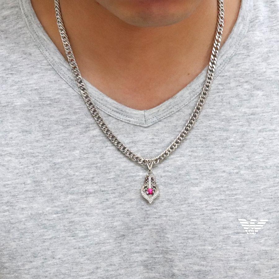 シルバー925 ネックレス メンズ 喜平 キヘイ 太め チェーン ルビー
