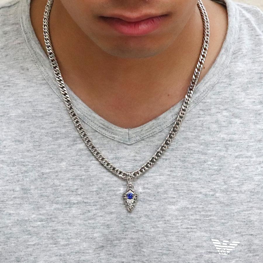 メンズネックレス 喜平 プラチナ メンズ 誕生石 9月 サファイア