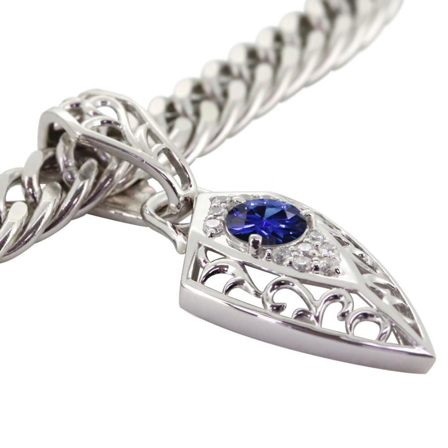 メンズネックレス 喜平 プラチナ メンズ 誕生石 9月 サファイア