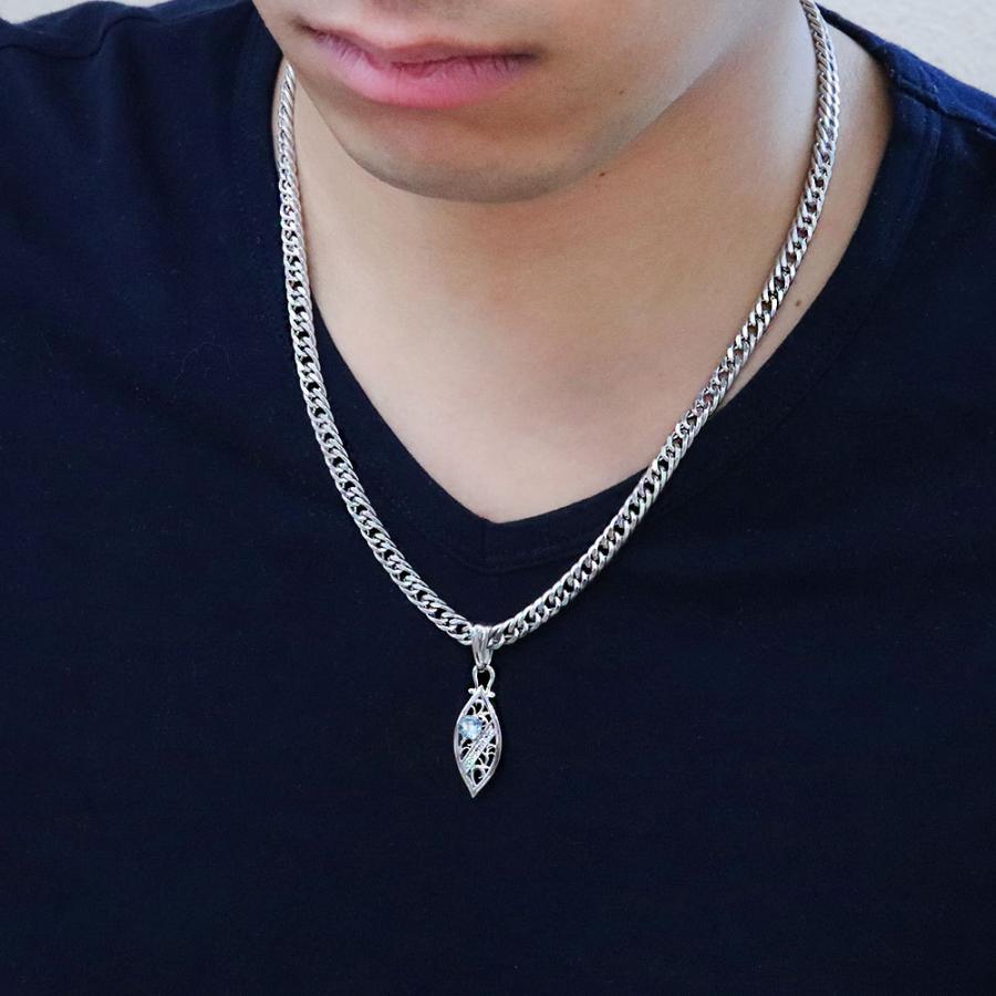 ネックレス メンズ 喜平 ブルートパーズ 11月誕生石 10金 10k ペンダント 太め キヘイの画像