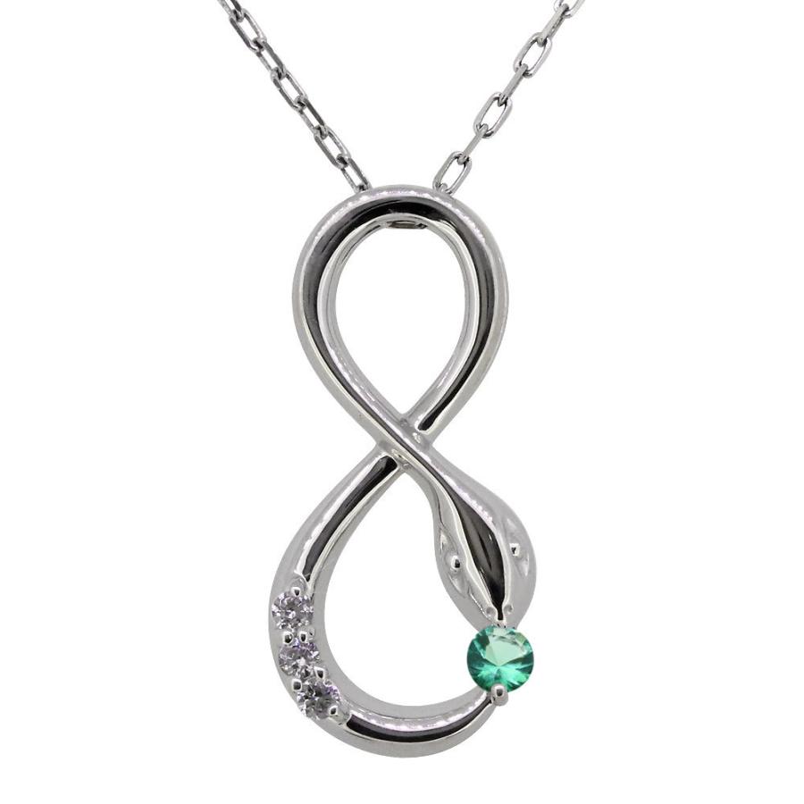 インフィニティ ネックレス レディース 蛇 ヘビ SV925 エメラルド ペンダント