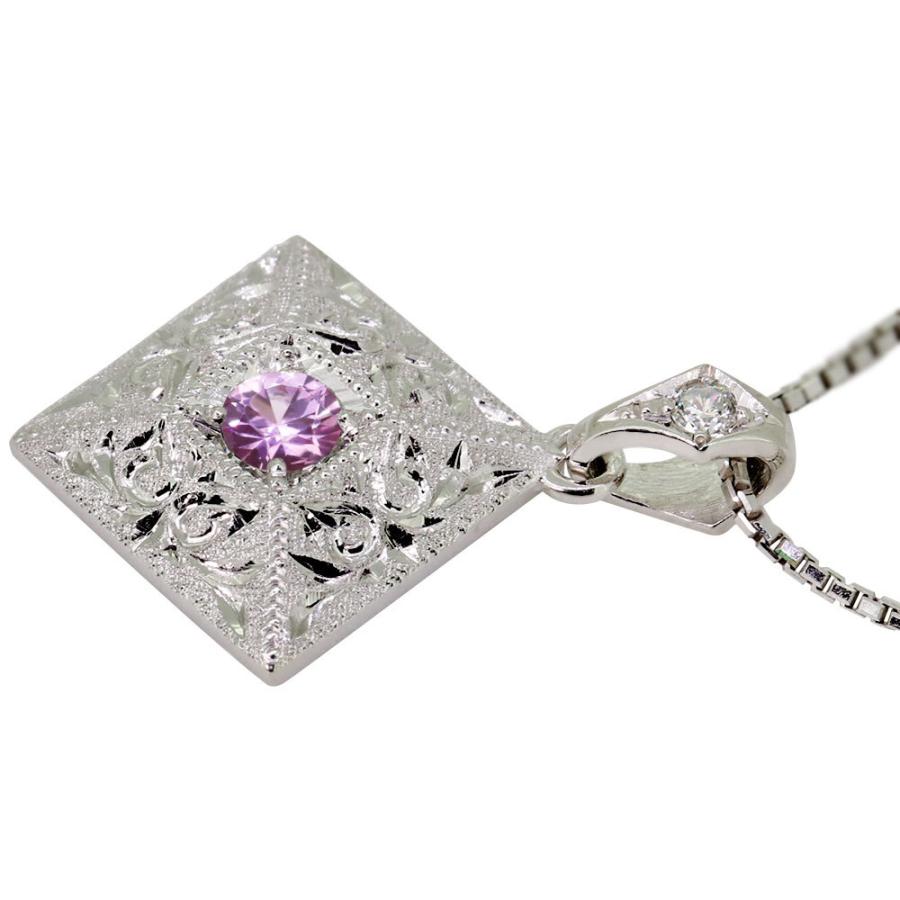ネックレス レディース k18 18金 18k ペンダント ピンクサファイア アクセサリー 彫り 洋彫り 洋唐草 ゴールド_3