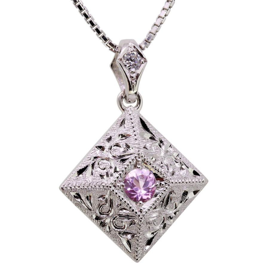 ネックレス レディース k18 18金 18k ペンダント ピンクサファイア アクセサリー 彫り 洋彫り 洋唐草 ゴールド_5