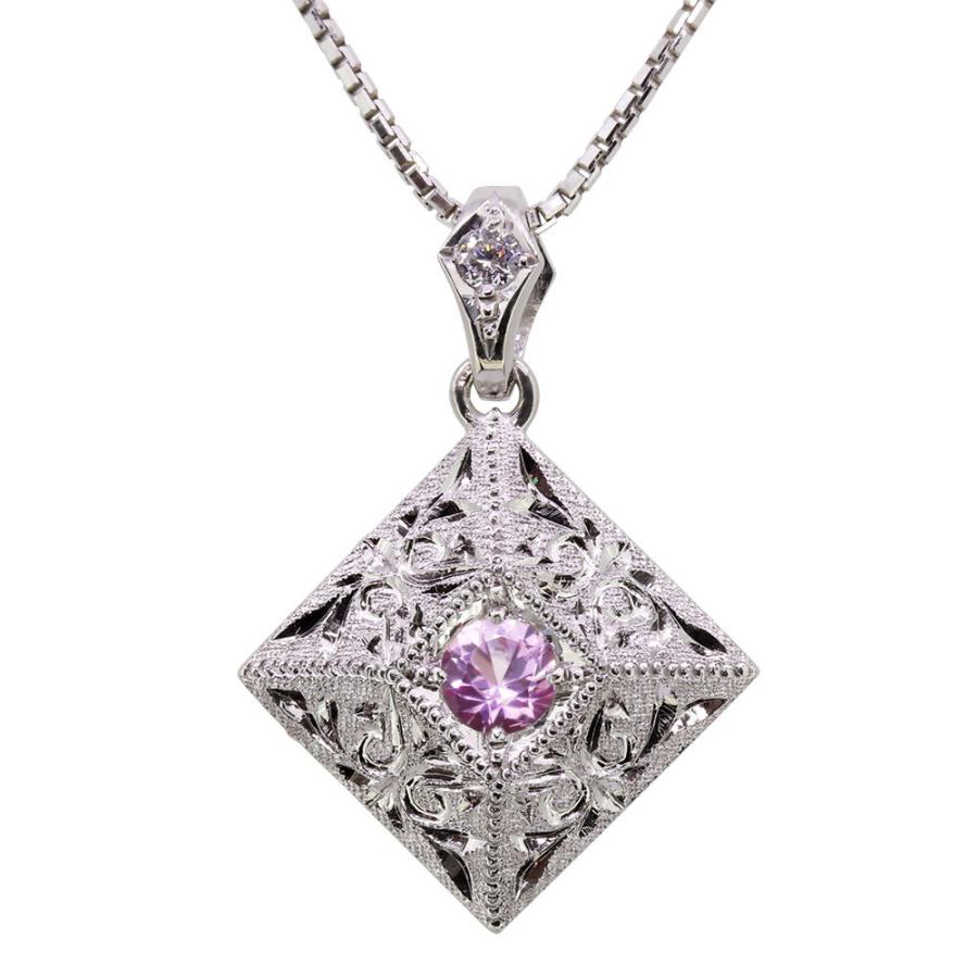 ネックレス レディース k18 18金 18k ペンダント ピンクサファイア アクセサリー 彫り 洋彫り 洋唐草 ゴールド_7