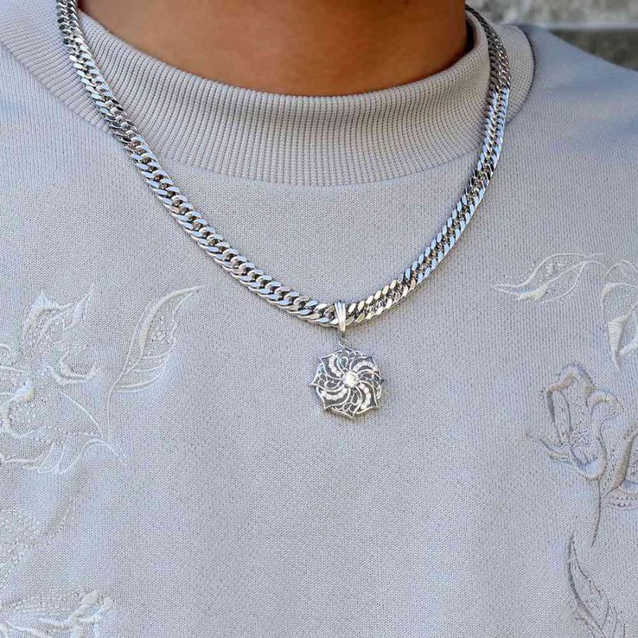 ネックレス メンズ シルバー 6月誕生石 ロイヤルブルームーンストーン 喜平 ペンダント 唐草 喜平チェーン SV925の画像