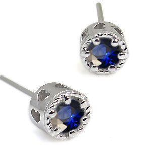 サファイア ピアス ハート 一粒 サファイアピアス K10