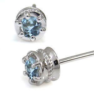 【美品】 ピアス アクアマリンサンタマリア 一粒 K18 シンプル ピアス 【FKP6404636558】(23038円)