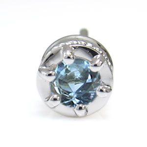 【美品】 ピアス アクアマリンサンタマリア 一粒 K18 シンプル ピアス 【FKP6404636558】(23038円)