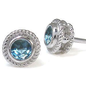 ブルートパーズ メンズピアス 18金 ブルートパーズメンズピアス