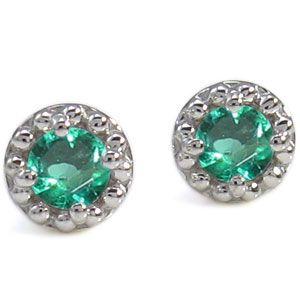 エメラルド ピアス K18 エメラルドピアス ミル打ち