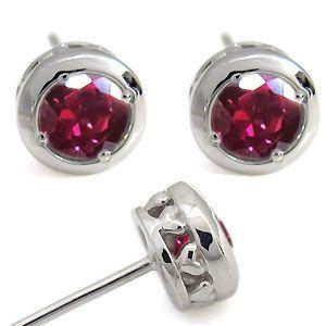 メンズピアス ハート メンズピアス 一粒 ルビー メンズピアス