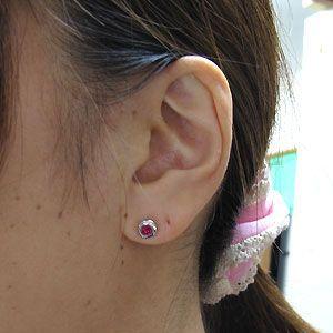 ルビー ピアス  K18 ルビーピアス ハートの画像