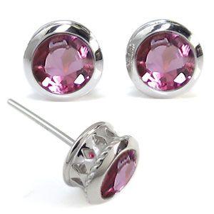 ピンクトルマリン ピアス K18 大粒 ピンクトルマリンピアス クロス