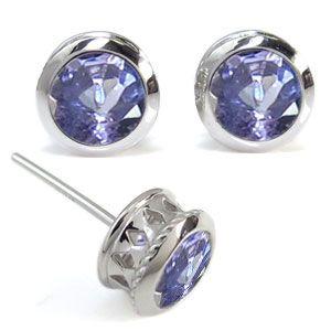 ピアス クロス 縄 ピアス 一粒 大粒 タンザナイト