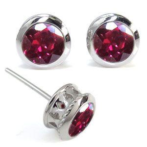ルビー ピアス K18 大粒 ルビーピアス クロス