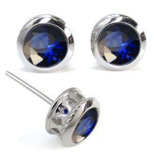 サファイア メンズピアス K18 大粒 サファイアメンズピアス クロス