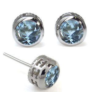 アクアマリンサンタマリア クロス ピアス K18 大粒 ピアス
