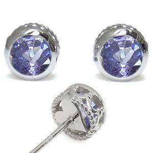 ハート ピアス 縄 ピアス 一粒 タンザナイト