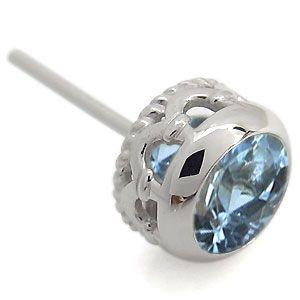 アクアマリンサンタマリア ピアス  K18 一粒 ピアス 縄の画像
