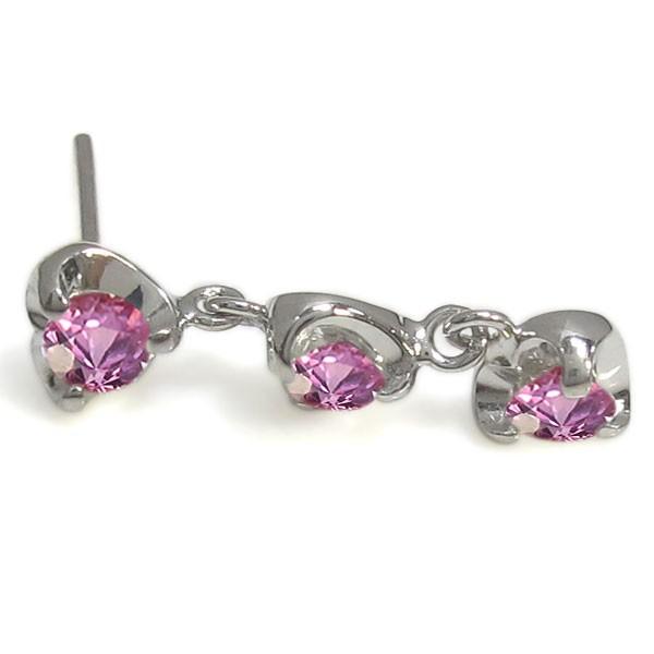 ピンクサファイアピアス ハートピアス トリロジー ピアス 18金の画像
