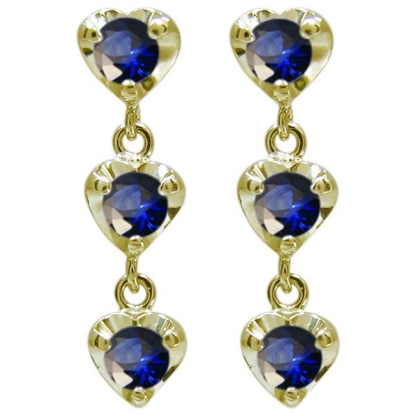 サファイアピアス ハートピアス トリロジー ピアス 18金の画像