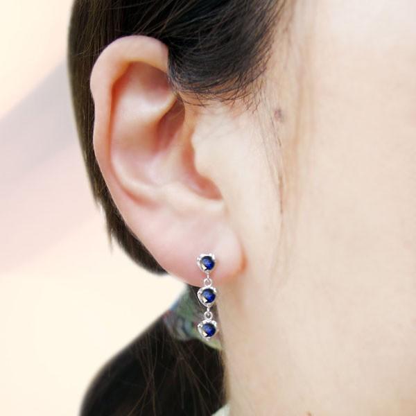 サファイアピアス ハートピアス トリロジー ピアス 18金の画像