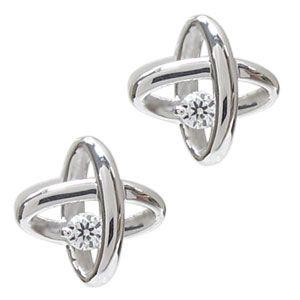 宇宙 ピアス ダイヤモンド 一粒 K18 ピアス