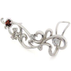 イヤーカフ ピアス・イヤークリップ・K18・ガーネットピアス_4