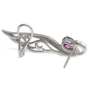 イヤーカフ ピアス・イヤークリップ・K10・ロードライトガーネットピアス・羽・白鳥_5