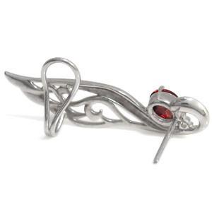 イヤーカフ ピアス・イヤークリップ・K10・ガーネットピアス・羽・白鳥_5