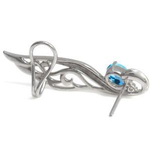 イヤーカフ ピアス・イヤークリップ・K10・ブルートパーズピアス・羽・白鳥_5