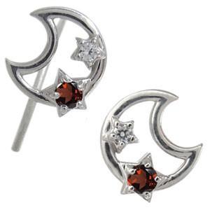 星 ガーネット 月 ピアス 無くさない プラチナ ピアス クリスマス ポイント消化
