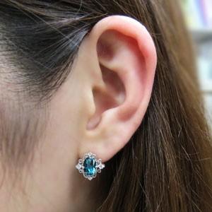 K10 ロンドンブルートパーズ オーバルピアス eden] K10 oval london