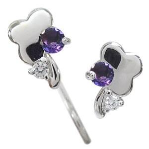 クローバー ピアス K10 アメジスト ピアス
