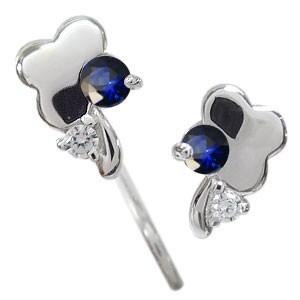 クローバー ピアス K10 サファイア ピアス