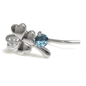 プラチナ ブルートパーズ ピアス クローバー ピアス クリスマス