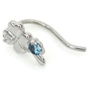 プラチナ ブルートパーズ ピアス クローバー ピアス クリスマス